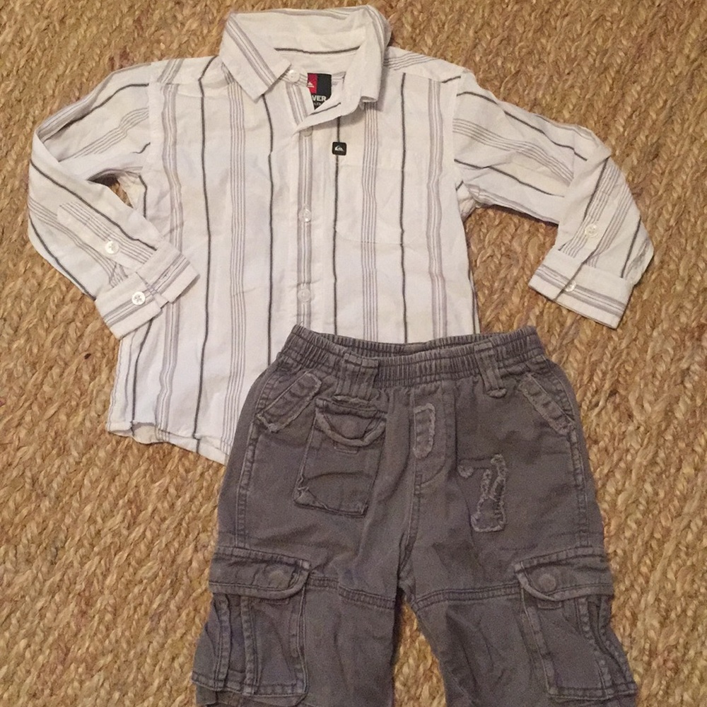 Bundle of boys  shirt and distressed shorts